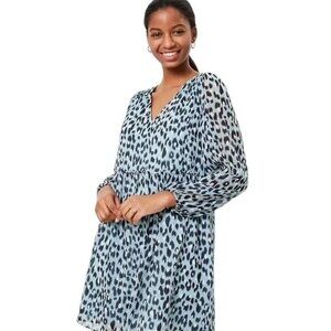 LOFT Leopard Print V-Neck Long Sleeve Dress - Size Medium Petite
